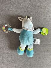 DOUDOU PELUCHE MOTS D'ENFANTS CHEVAL ANE BLEU VERT FOULARD POIS MIROIR