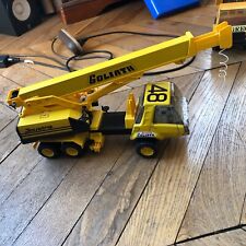 Grand Camion Pompier Goliath avec grue Joustra Vintage 1975 Rare état superbe