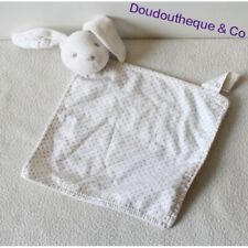 Doudou plat lapin SERGENT MAJOR blanc motif étoile grise (MO1730)
