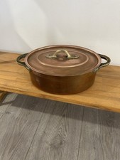 Ancienne COCOTTE ovale en Cuivre avec son couvercle - MADE IN FRANCE Vierzon