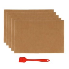 Lot de 5 tapis de cuisson réutilisables antiadhésifs pour barbecue et barbecue