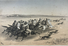 Albert Adam (1833-?) Scène de Chasse Orientaliste 1866 Cadre en Pichepin