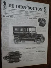 DE DION BOUTON monocylindre 8 HP moteur 35 HP pub papier ILLUSTRATION NOEL 1909