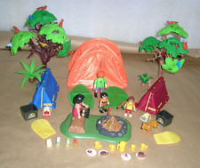 LOT FIGURINE ACCESSOIRE PLAYMOBIL PERSONNAGE CAMPING DANS LA FORET AVEC ENFANTS