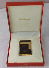 Rare ancien briquet Dupont, Laque de Chine, paillettes d'or, complet