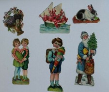 2694 Feuilles Chromos Gaufrettes Enfants Rentrée Scolaire Père Noël Lapin Fleurs