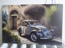 TOLE METAL CITROEN 2 CV DIANE 20 X 30 CMS NON PLAQUE EMAILLEE ANCIENNE