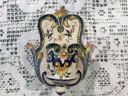Benitier faience polychrome - benitier,