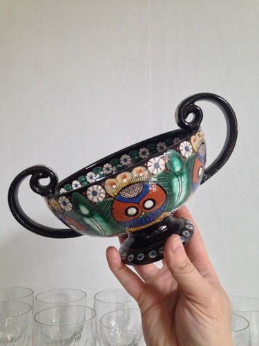 Belle coupe sur pied faience - belle,