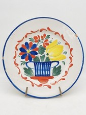 Ancienne Assiette en Faïence Polychrome de Saint-Clément - Décor Panier Fleuri