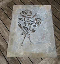 Ancien Pochoir en Zinc motif fleurs Floral 37 x 27 cm