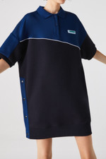 2 en 1 Robe/Tunique Lacoste Coton  Bleu Blanc Bleu Marine T.S Ample NEUVE+ETQ