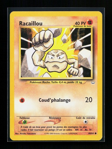 Carte pokémon racaillou 64 - carte,