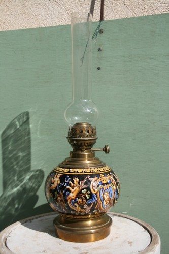 Lampe pétrole faience - lampe, à