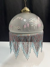 ancienne lampe suspension plafonnier en verre a franges Luminaires vintage