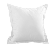 Taie d'oreiller Alicia Blanc 65 cm x 65 cm volant plat coton - MCTISSUS - 370091