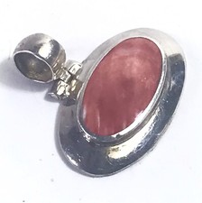 Superbe Grand  Pendentif Argent Massif 950 Orné D’une Gemme Rose De Rhodocrosite