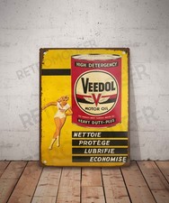 Plaque métal vintage Veedol Décoration publicité affiche voiture course huile