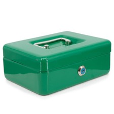 Caisse à monnaie verte en acier avec poignée monnayeur à serrure