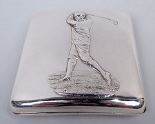 Étui À Cigarettes Matthews Antiques Victorien Golf Anglais Argent Sterling 1900