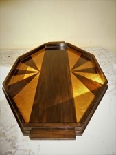 GRAND PLATEAU ACAJOU EBENE DE MACASSAR CITRONNIER MARQUETERIE ART DECO 