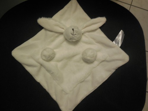 Doudou plat lapin blanc tout - lapin,