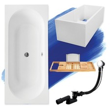 Baignoire rectangulaire VITAE 180x80 + support de baignoire + tablette de bain e