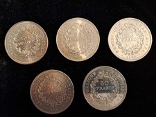 Lot 1 de 5 pieces de 50francs Hercule