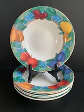 Lot de 6 assiettes creuses en porcelaine fine motifs fruits