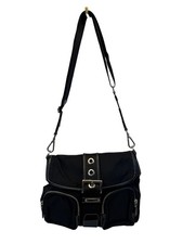 Sac besace noir nylon & cuir