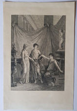 Gravure Trois Personnages à l'Antique, fin 18e début 19e siècle.