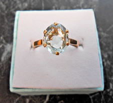 Bague or jaune 18 K sertie aigue marine   poincon tete d aigle  T54