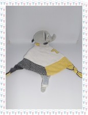 ㉖ - Doudou Plat Babyfan Eléphant  Gris Blanc Jaune .... Feuille Etoile  Sauthon