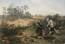 Chasse au faisan setter anglais chien oiseaux Walker 56 cm par 44,5 cm XIX e