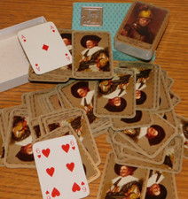 VINTAGE mini 2 JEU 54 CARTES à JOUER REMBRANDT frans HALS casque WADDINGTON'S