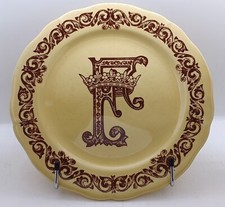 ASSIETTE À DESSERT FAÏENCE GIEN DÉCOR FRANÇOIS 1ER F COURONNE ROI CERAMIC