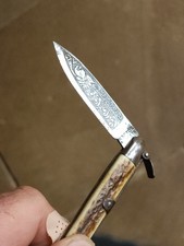 Couteau Ancien  Old  Knife Recuerdo Cran D Arret Canif 