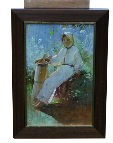 Huile sur bois signé - bois,, richard