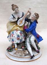Meissen The Music Lesson Sculpture Italian Porcelain Crowned N Signature 19C