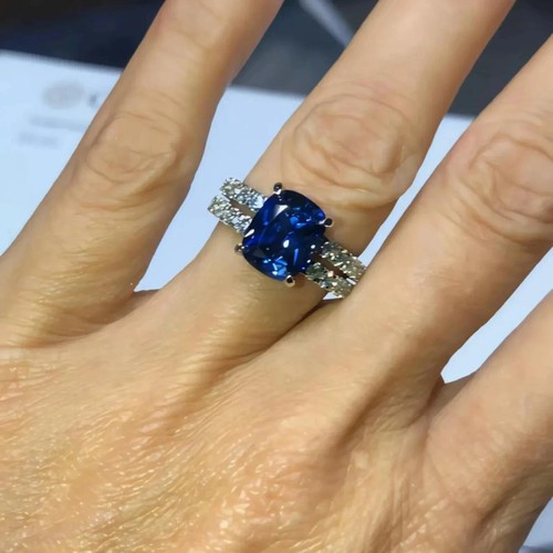 Bague diamant saphir - , bleu