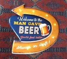 ENSEIGNE METAL BEER WELCOME TO THE MAN CAVE