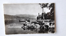 cpa, 73, Savoie, lac du Bourget, abbaye d'Hautecombe, pêcheuse, barque typique