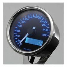 Velona Compteur de Vitesse 60mm Acier Éclairage Bleu Jusqu'À 260 Km/H Harley