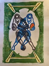 Etude Maquette Peinture pour AFFICHE RUGBY USAP Perpignan1981 Signé à Déchiffrer