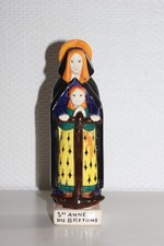 Statuette faïence HB Quimper Porson Sainte Anne d'Auray Bretons ancre XXème