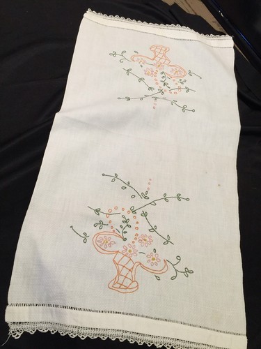 Vintage white hand embroidery - vintage,