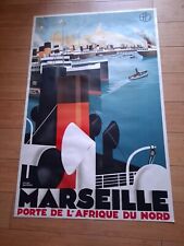 AFFICHE LITHOGRAPHIEE PAR ROGER BRODERS, PLM , MARSEILLE PORTE DE L'AFRIQUE