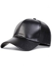 Casquette Noir En Cuir Simili Vintage Homme Femme Réglable
