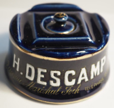 Ancien Encrier Publicitaire de Café H. DESCAMP à BEZIERS faïence 9 x 5 cm - TBE