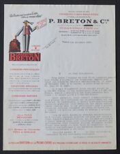 Facture  PARIS 1939 CHARBONS BRETON  COKE BRIQUETTE illustrée 76